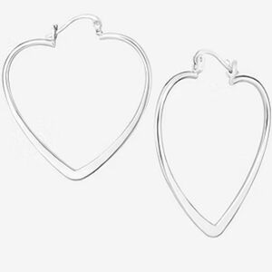 Pretty Sterling Silver Heart Hoop Earrings